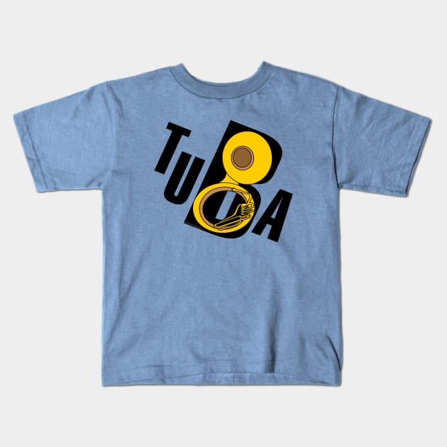 Slanted Tuba Text Kids T-Shirt by Barthol Graphics